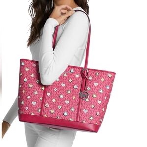 Michael Kors Jet Set Large Printed Signature Logo Tote Bag